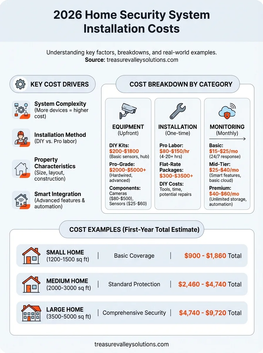 home security system installation cost infographic